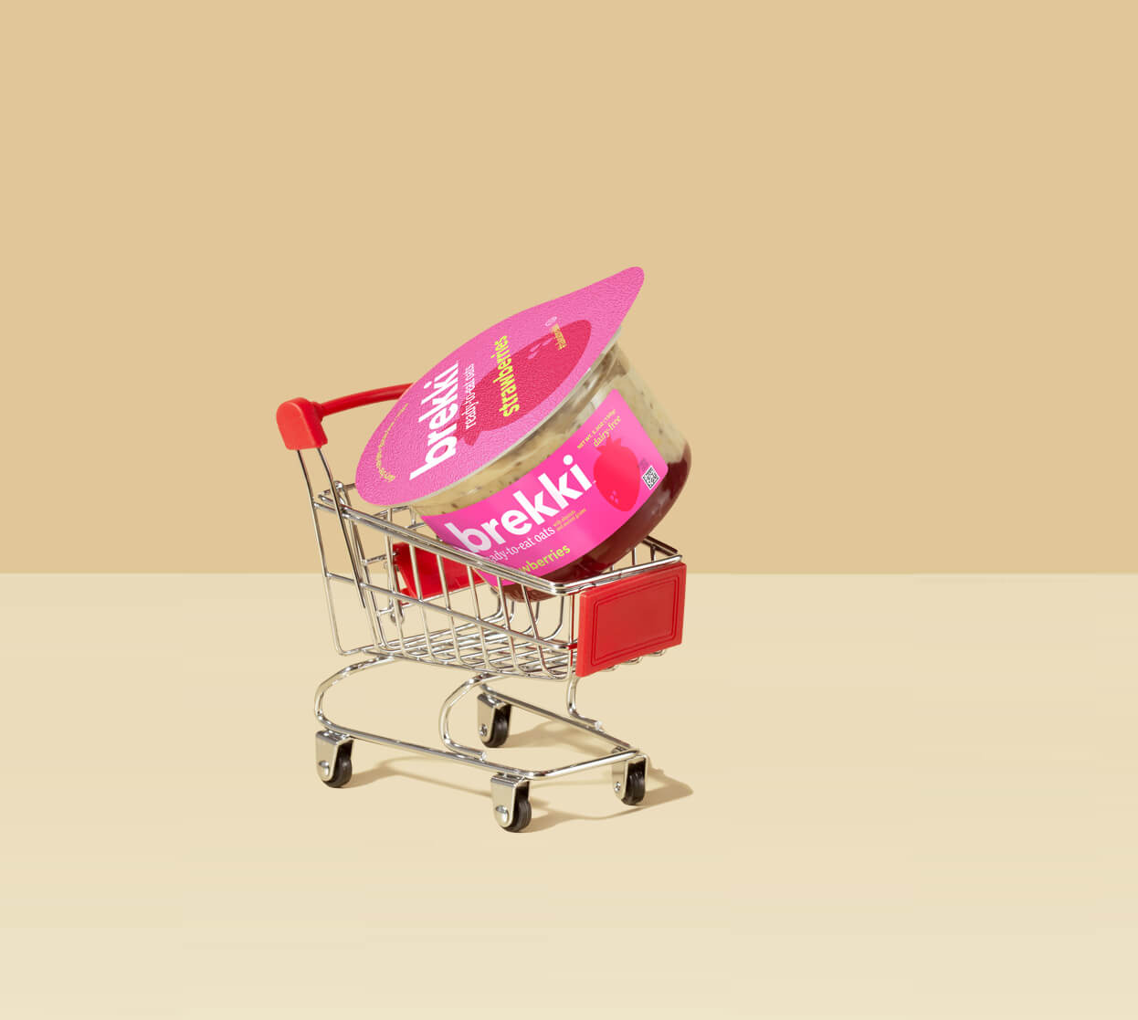 Container of brekki in a shopping cart