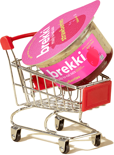 Container of brekki in a shopping cart